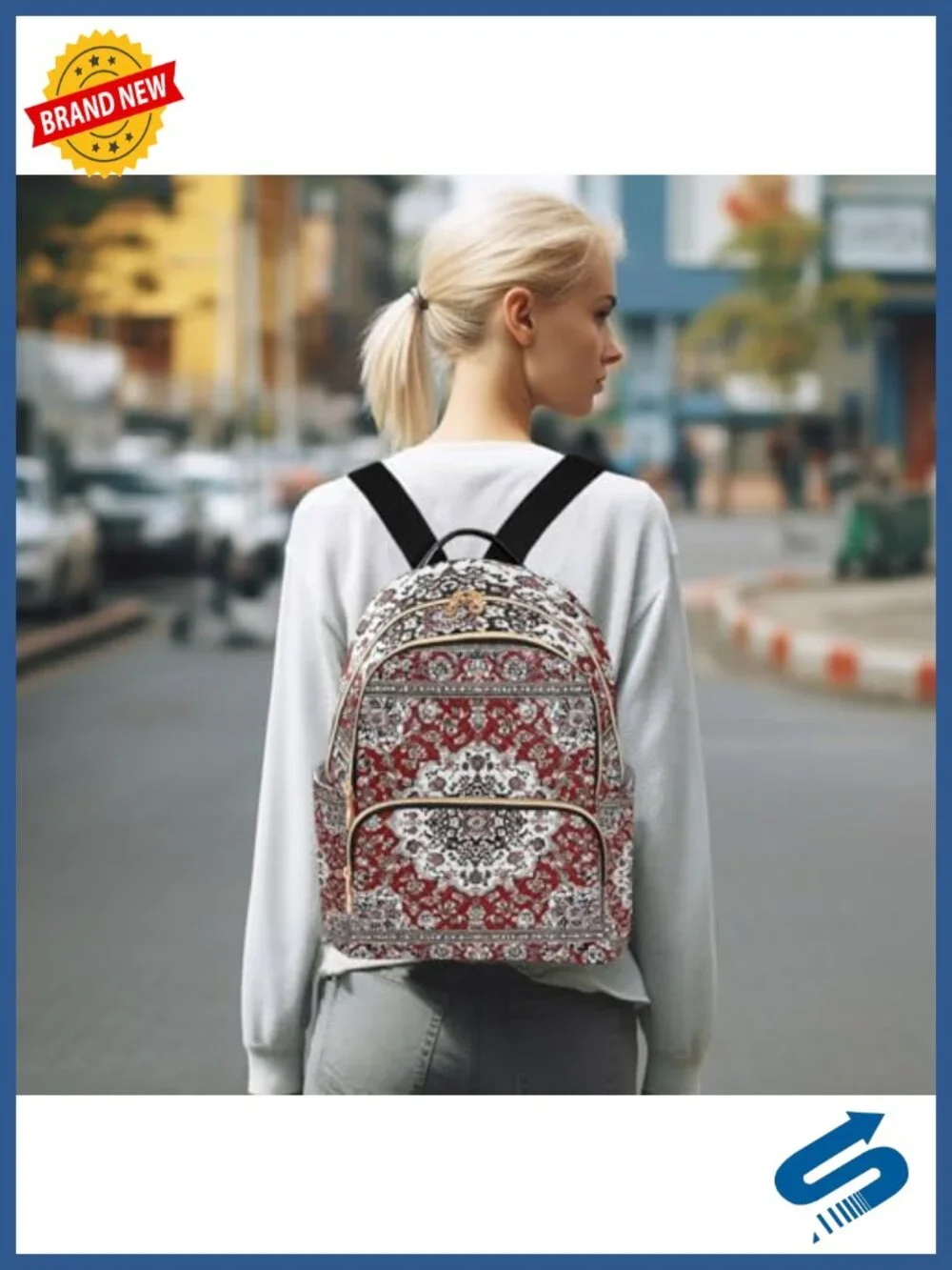 Boho Mandala Fashion Backpack Lightweight Travel Shoulder Bag Polyester